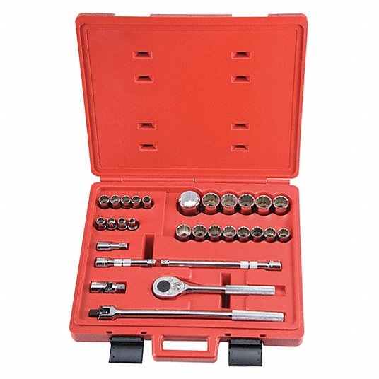 ejMyn6o.jpg Socket Wrench Set, Socket Size Range 10 mm to 36 mm, Drive Size 1/2 in, Drive Type Hand, Chrome. - Image 1