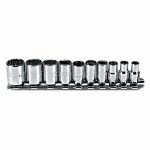 Socket Set, Socket Size Range 3/16 in to 9/16 in, Hand, Drive Size 1/4 in, SAE, 12-Point