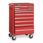 Rolling Cabinet, 27 inch Length, 42 inch Height, Depth 18 inch, 12 Drawer, Red