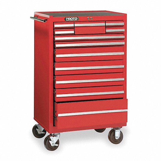 hNWnFP9HXzDk.jpg Rolling Cabinet, 27 inch Length, 42 inch Height, Depth 18 inch, 12 Drawer, Red - Image 1