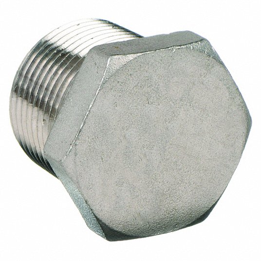 htFuWZL3SjHG.jpg Hex Head Plug: 316L Stainless Steel, 1/4 in Fitting Pipe Size, Male NPT, Class 150, 23 mm Overall - Image 1