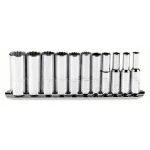 Socket Set, 1/4 inch Drive Size, 11 Pieces, 5 mm to 14 mm Socket Size Range, (11) 12-Point