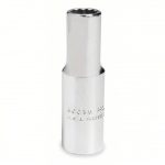 Socket, 3/8 inch Drive Size, 15 mm Socket Size, 12-Point, Alloy Steel, Deep Depth, Chrome Finish