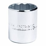 Socket, 3/8 inch Drive Size, 20 mm Socket Size, 12-Point, Alloy Steel, Standard Depth, Chrome Finish