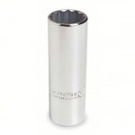 Socket, 1/2 inch Drive Size, 18 mm Socket Size, 12-Point, Alloy Steel, Deep Depth, Chrome Finish