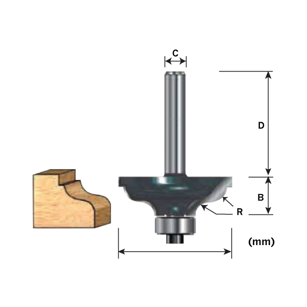 makita_d-1.png إكسسوارات, لقمة راوتر - لقمة قالب منحني, 12 مم - الصورة 1