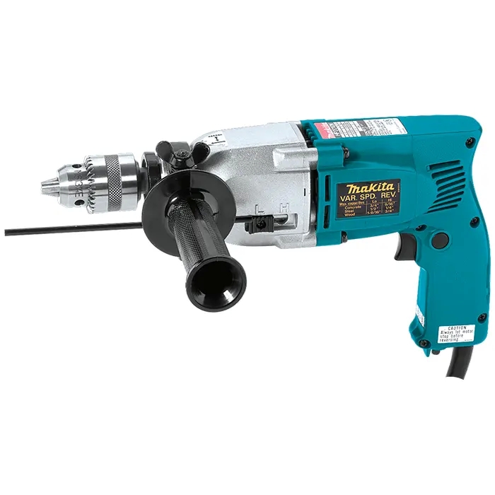 makita_drill_hp2010-1.jpg دريل حفر ذو سرعتين، للحفر في الحديد والخشب والخرسانة، رأس 20 مم، 750 واط، 2.9 كجم - الصورة 1