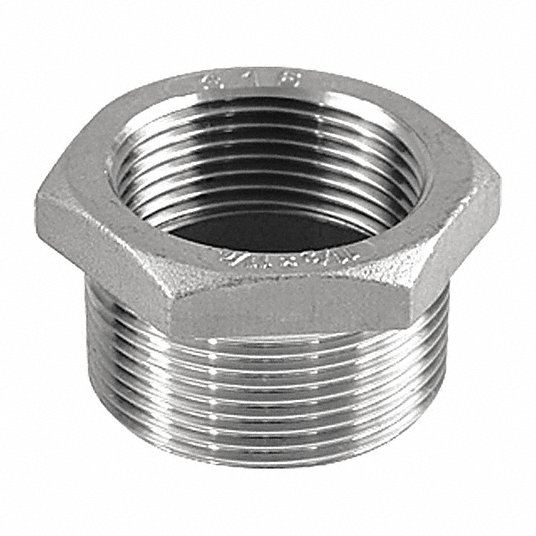ptqbD51BjOEd.jpg Hex Reducing Bushing: 2Inch x 3/4Inch Fitting Pipe Size, 316 Stainless Steel, Male NPT x Female NPT - Image 1
