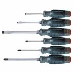 General Purpose Screwdriver Set, Slotted, Square, Ergonomic, Number of Pieces 6