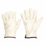 Leather Gloves, S ( 7 ), Cowhide, Std, Glove, Full Finger, Shirred Slip-On Cuff, White