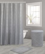 Shower Curtain Set, Floor Mat, Laundry Basket - QIWEN-116 - Image 10