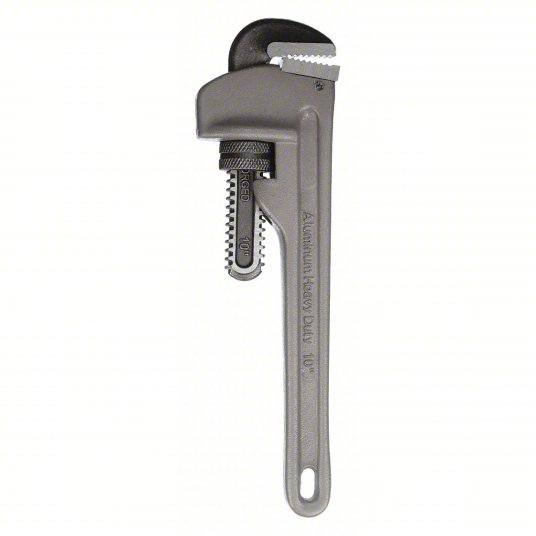 rF1AR8hdwmlK.jpg Pipe Wrench, Aluminum, 1 1/2 inch Jaw Capacity, Serrated, 10 inch Overall length, I-Beam - Image 1