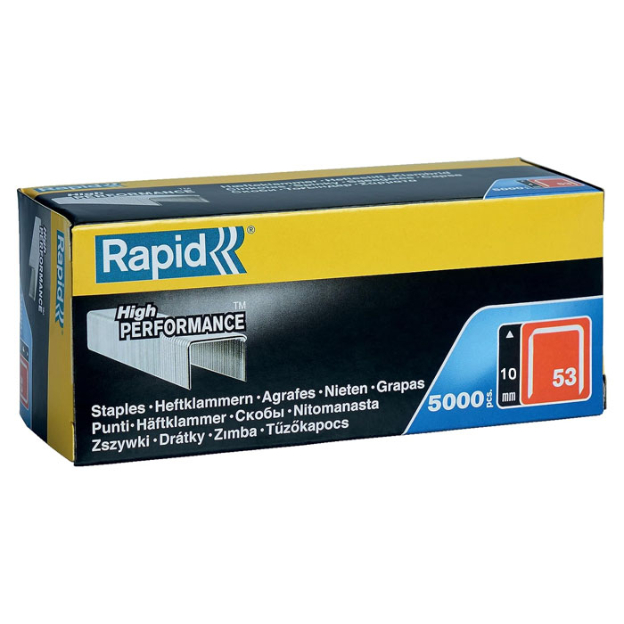 rapid_staples_11858810_1-1.jpg دبابيس دباسة خشب، طول الرأس 10 مم، رقم 53، 5000 قطعة، مجلفنة - الصورة 1