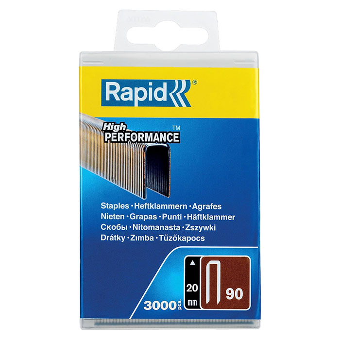 rapid_staples_5000123_2-1.jpg دبابيس دباسة خشب حرف يو، طول الرأس 20 مم، رقم 90، 3000 قطعة، مجلفنة - الصورة 1