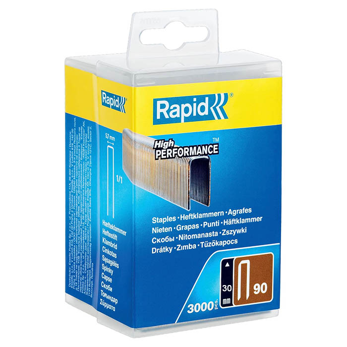 rapid_staples_5000125_4-1.jpg دبابيس دباسة خشب حرف يو، طول الرأس 30 مم، رقم 90، 3000 قطعة، مجلفنة - الصورة 1