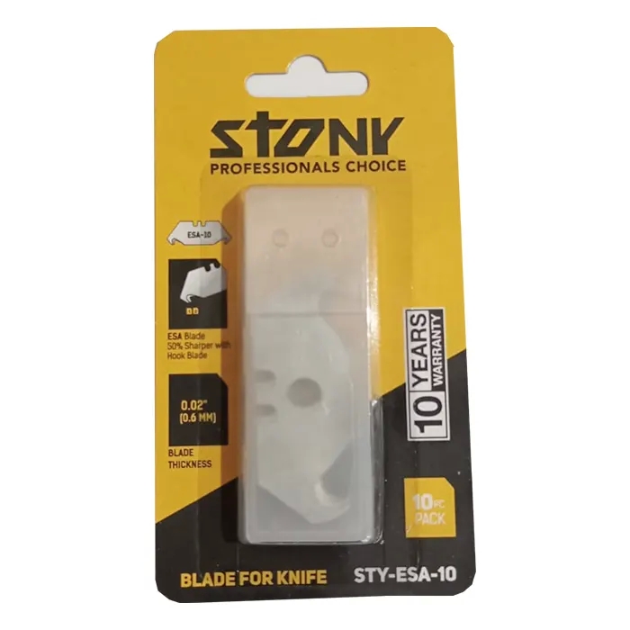 sty_esa_10_stony.jpg Retractable Cutting Knife Blades, 10 Pcs, Hook Blade, Thickness 0.6mm - Image 1