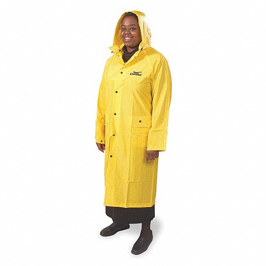 tMi52TuEewBc.jpg Rain Coat with Detachable Hood, Rain Coat, M, Yellow, Snap, Snap-On (Included) Hood, PVC - Image 1