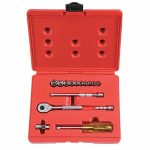 طقم مفتاح ربط مع الحبات, مقاس اللقم 3/16 بوصة إلى 9/16 بوصة, مقاس قاعدة تثبيت الحبات 1/4 بوصة, نوع قاعدة التثبيت يدوي