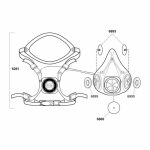 Half Mask Respirator, 6000 Series, L, Cartridges Included No