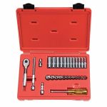 Socket Wrench Set, Socket Size Range 4 mm to 14 mm, Drive Size 1/4 in 5C857