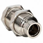 Bulkhead Union, Nickel Plated Brass, Fitting Connection Type Tube, Tube Size 3/8 inch