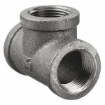 Tee: Malleable Iron, 1 1/2 in x 1 1/2 in x 1 1/2 in Pipe Size, Class 150