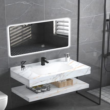 مغاسل رخام ديكور مقاس 80سم أبيض ذهبي كلاسيك